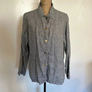 Cotton Wear Micro Houndstooth Linen Jacket EUC L